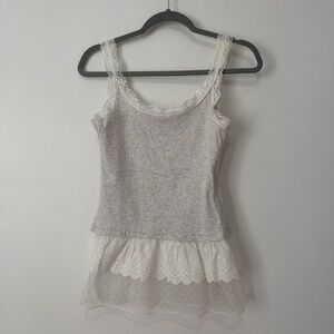 Lace-Trim Grey & White Layered Camisole
